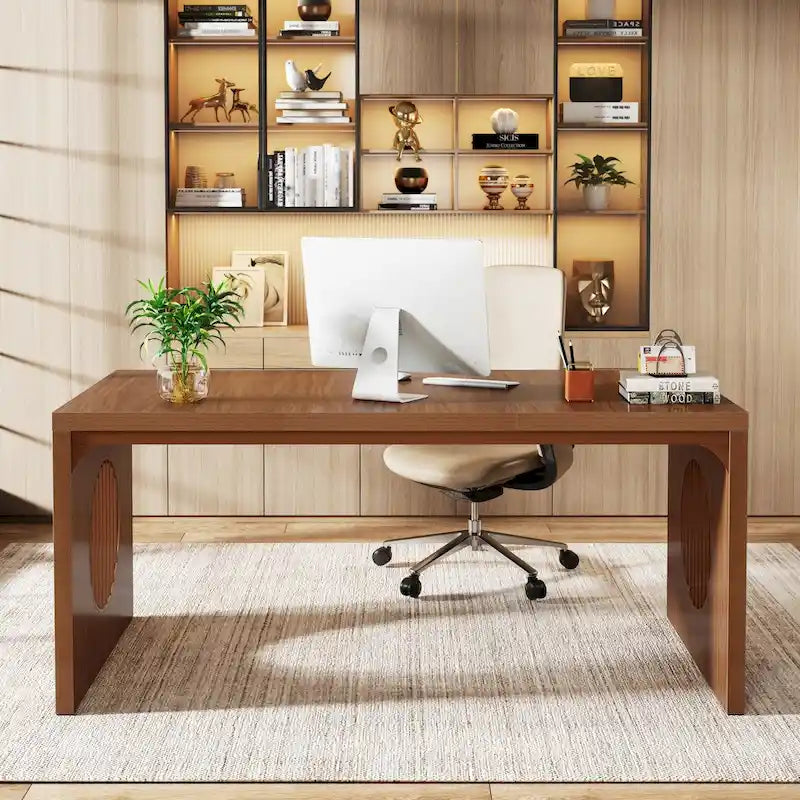 Bureau informatique de 63 pouces, bureau de direction industriel, table d'écriture rectangulaire robuste avec plateau en bois pour bureau à domicile