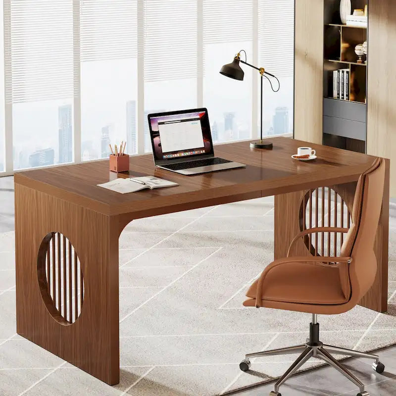 Bureau informatique de 63 pouces, bureau de direction industriel, table d'écriture rectangulaire robuste avec plateau en bois pour bureau à domicile