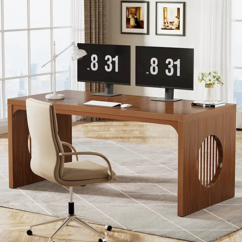Bureau informatique de 63 pouces, bureau de direction industriel, table d'écriture rectangulaire robuste avec plateau en bois pour bureau à domicile