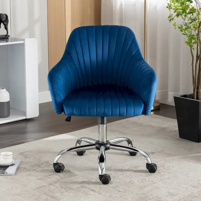 Fauteuil d'appoint Chaise de bureau moderne et décontractée avec hauteur réglable en velours et roulettes réglables