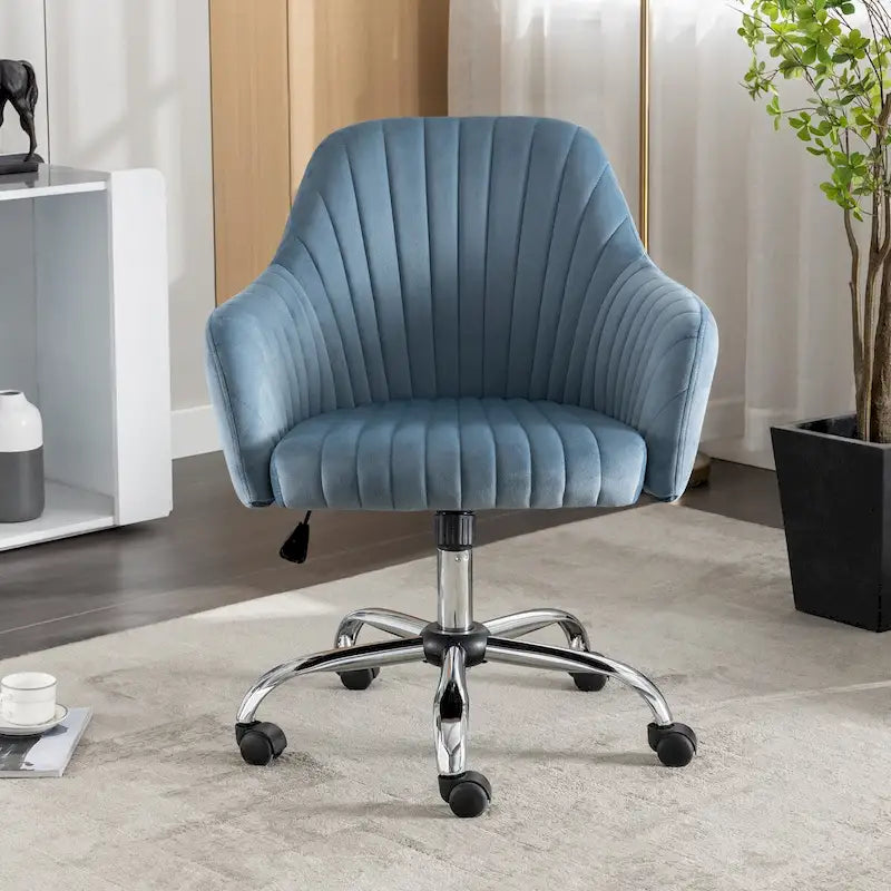 Fauteuil d'appoint Chaise de bureau moderne et décontractée avec hauteur réglable en velours et roulettes réglables