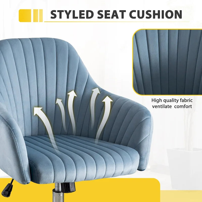 Fauteuil d'appoint Chaise de bureau moderne et décontractée avec hauteur réglable en velours et roulettes réglables