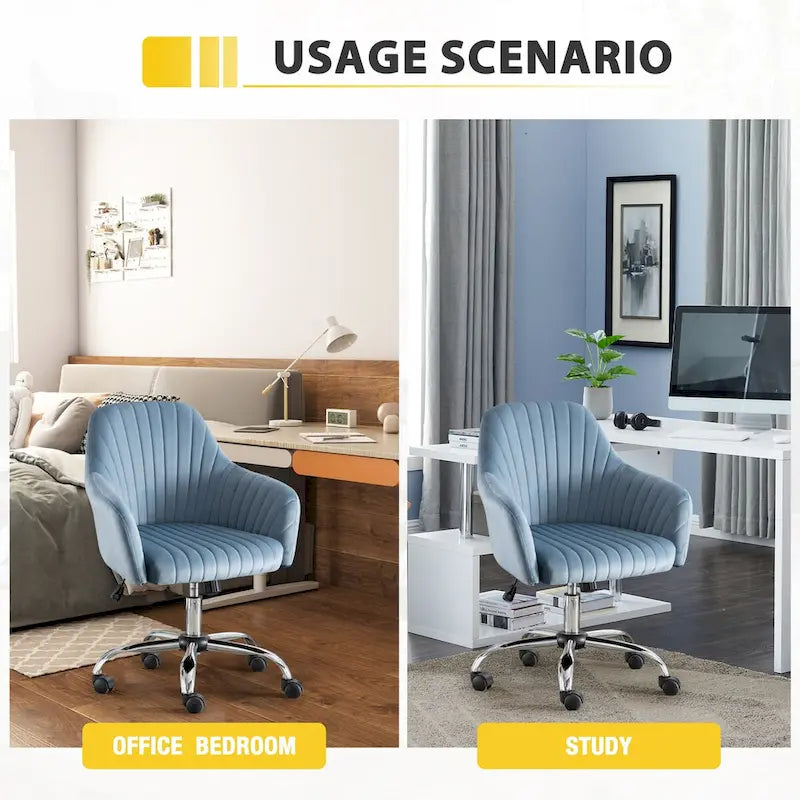 Fauteuil d'appoint Chaise de bureau moderne et décontractée avec hauteur réglable en velours et roulettes réglables