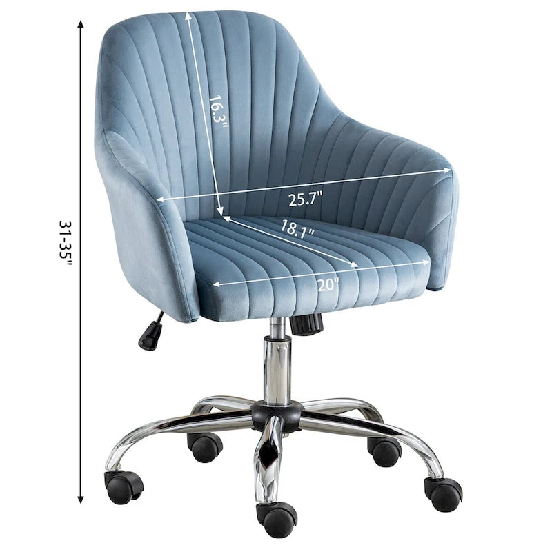 Fauteuil d'appoint Chaise de bureau moderne et décontractée avec hauteur réglable en velours et roulettes réglables