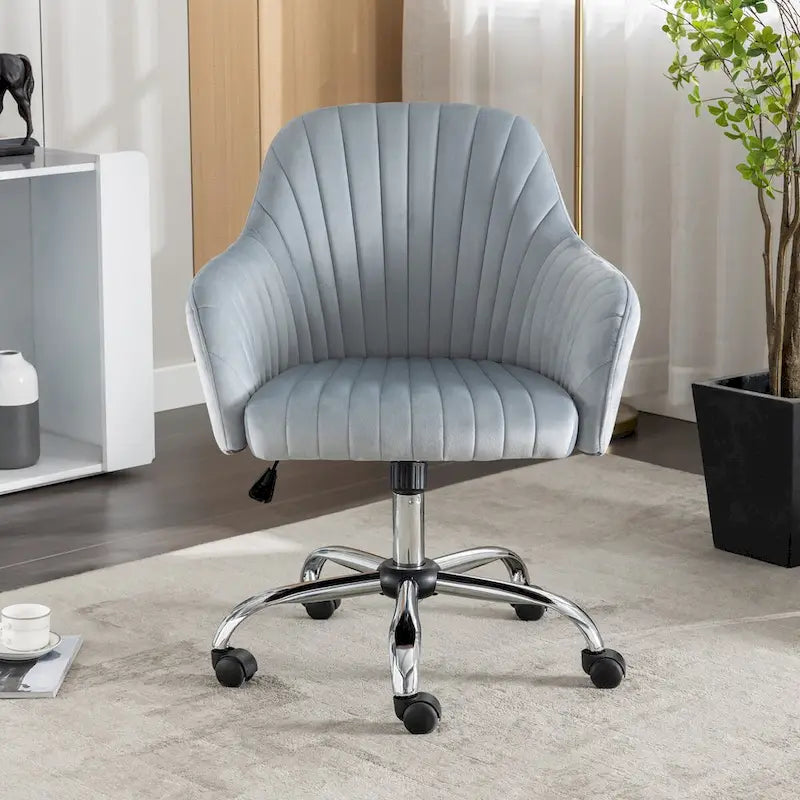 Fauteuil d'appoint Chaise de bureau moderne et décontractée avec hauteur réglable en velours et roulettes réglables