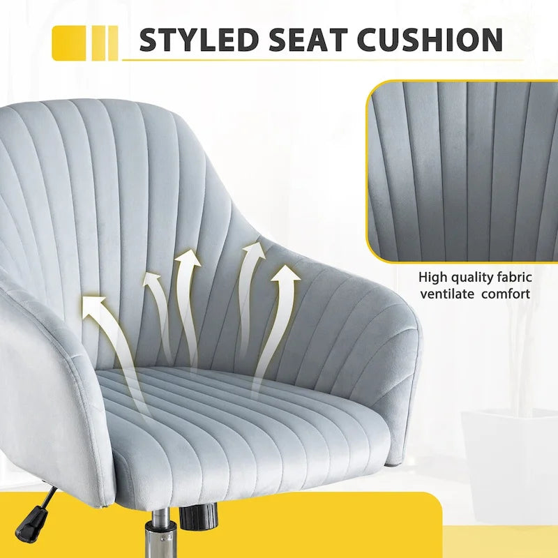 Fauteuil d'appoint Chaise de bureau moderne et décontractée avec hauteur réglable en velours et roulettes réglables