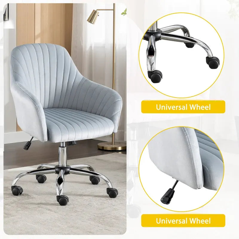 Fauteuil d'appoint Chaise de bureau moderne et décontractée avec hauteur réglable en velours et roulettes réglables