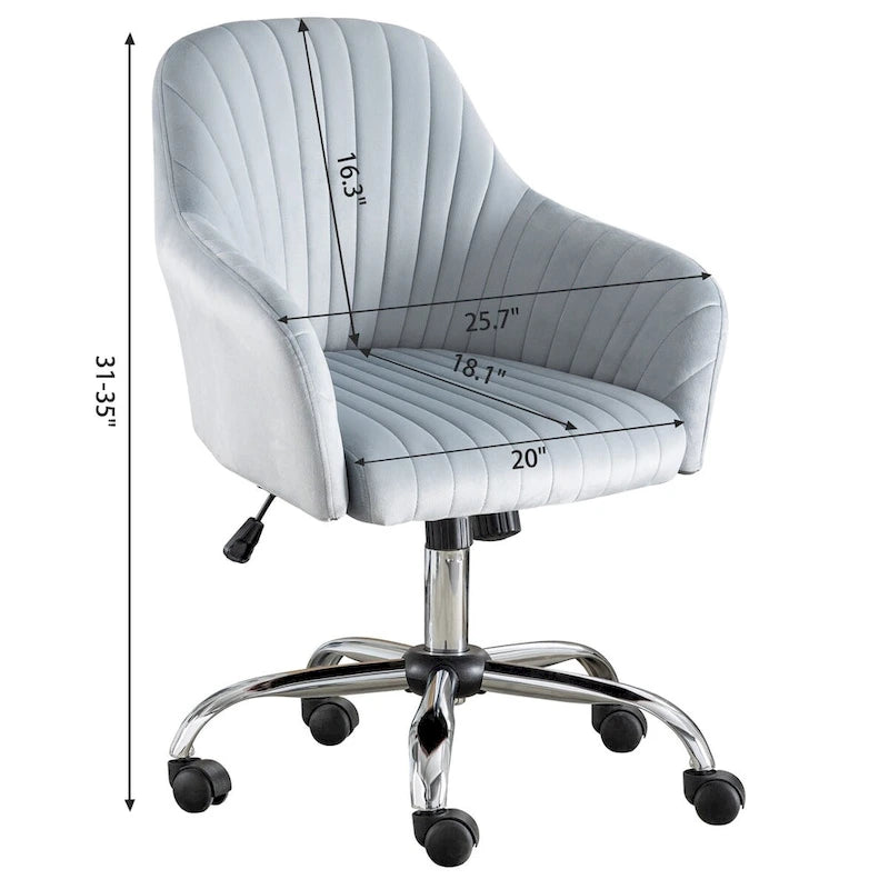Fauteuil d'appoint Chaise de bureau moderne et décontractée avec hauteur réglable en velours et roulettes réglables