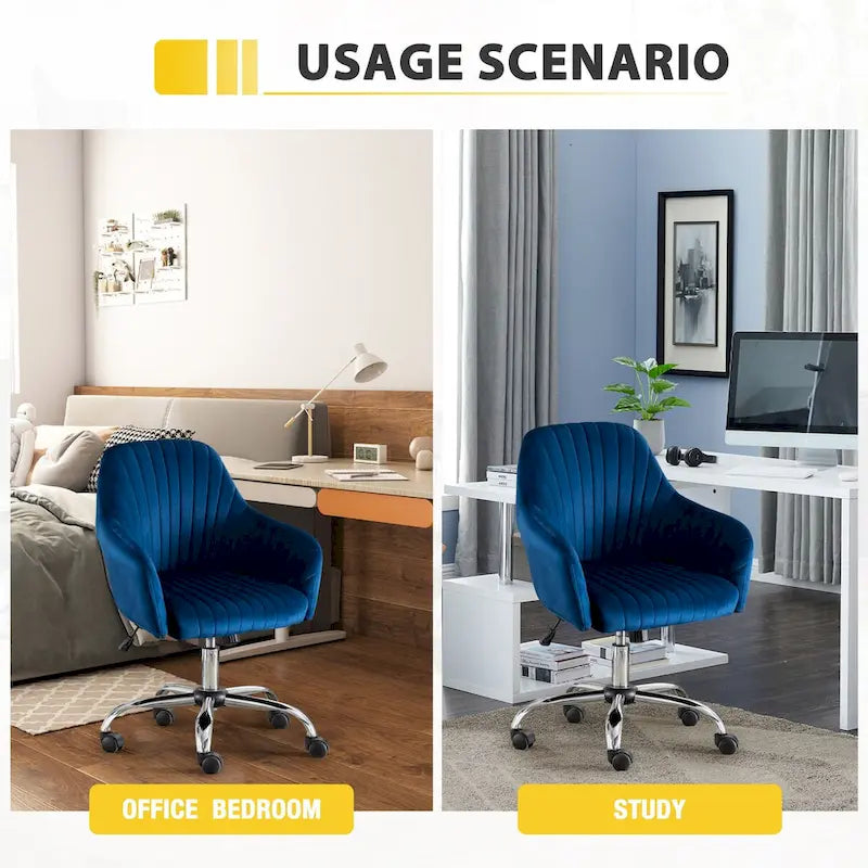 Fauteuil d'appoint Chaise de bureau moderne et décontractée avec hauteur réglable en velours et roulettes réglables