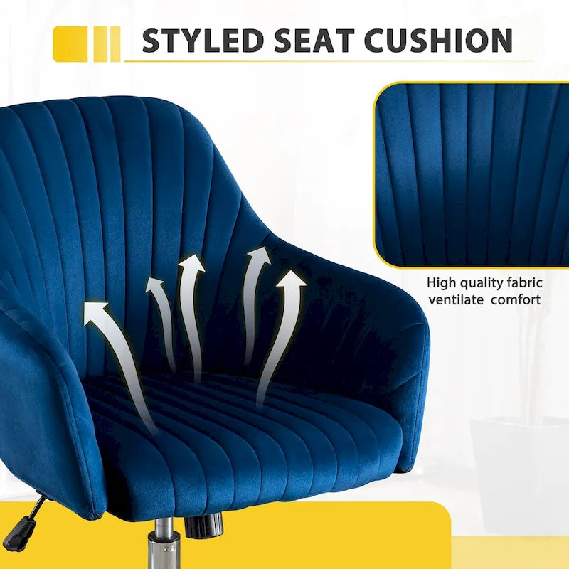 Fauteuil d'appoint Chaise de bureau moderne et décontractée avec hauteur réglable en velours et roulettes réglables