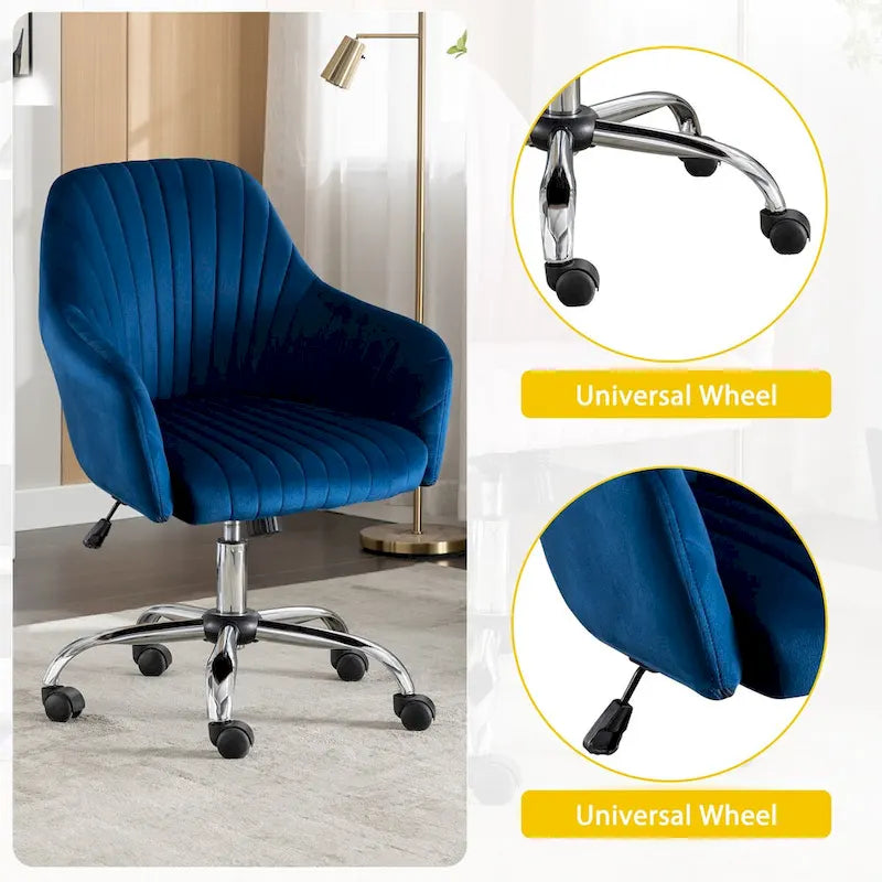 Fauteuil d'appoint Chaise de bureau moderne et décontractée avec hauteur réglable en velours et roulettes réglables