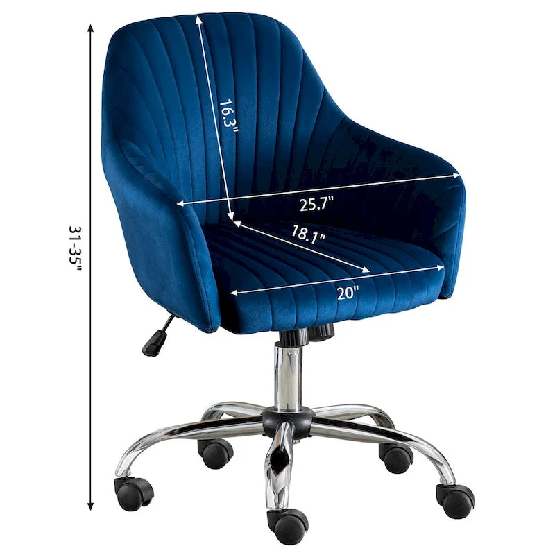 Fauteuil d'appoint Chaise de bureau moderne et décontractée avec hauteur réglable en velours et roulettes réglables