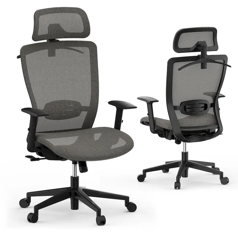 FlexiSpot Chaise de Bureau Ergonomique Pivotante à 360° Réglable en Hauteur en Maille avec Appui-tête Réglable, Soutien Lombaire et Accoudoirs