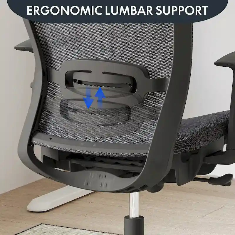 FlexiSpot Chaise de Bureau Ergonomique Pivotante à 360° Réglable en Hauteur en Maille avec Appui-tête Réglable, Soutien Lombaire et Accoudoirs