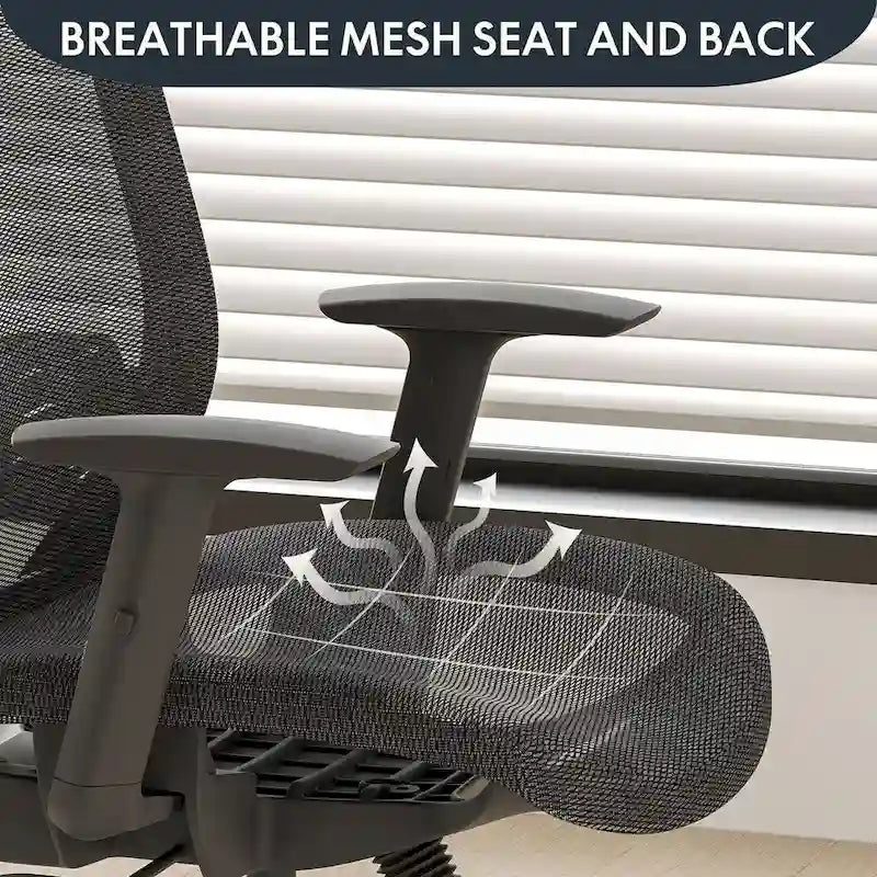 FlexiSpot Chaise de Bureau Ergonomique Pivotante à 360° Réglable en Hauteur en Maille avec Appui-tête Réglable, Soutien Lombaire et Accoudoirs