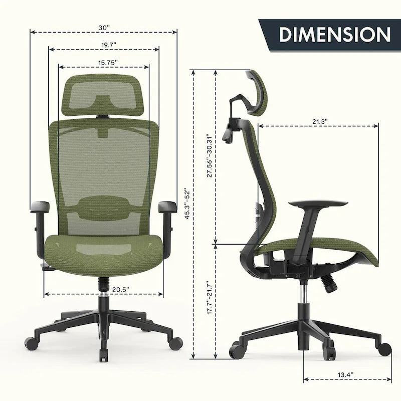 FlexiSpot Chaise de Bureau Ergonomique Pivotante à 360° Réglable en Hauteur en Maille avec Appui-tête Réglable, Soutien Lombaire et Accoudoirs
