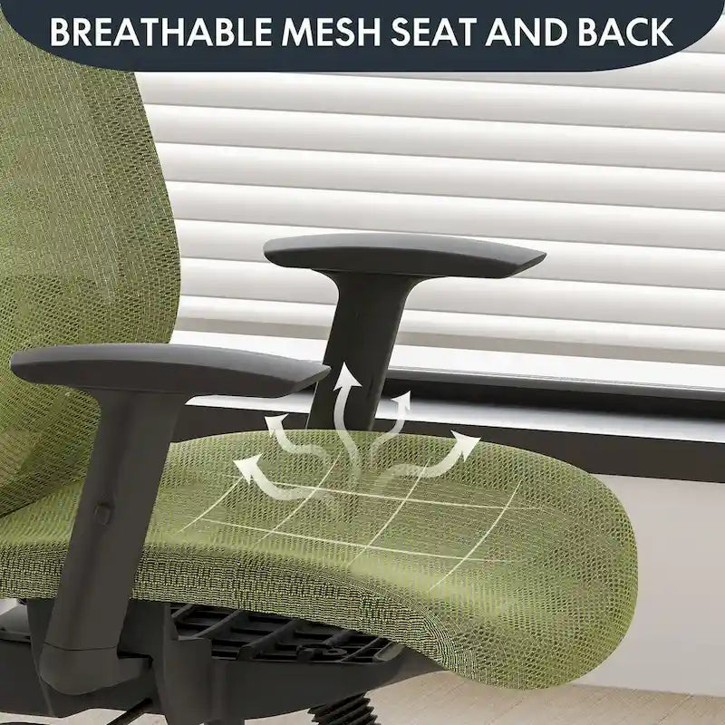 FlexiSpot Chaise de Bureau Ergonomique Pivotante à 360° Réglable en Hauteur en Maille avec Appui-tête Réglable, Soutien Lombaire et Accoudoirs