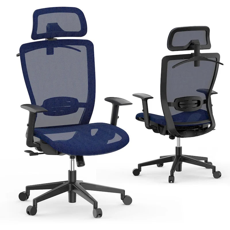 FlexiSpot Chaise de Bureau Ergonomique Pivotante à 360° Réglable en Hauteur en Maille avec Appui-tête Réglable, Soutien Lombaire et Accoudoirs