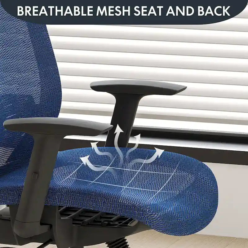 FlexiSpot Chaise de Bureau Ergonomique Pivotante à 360° Réglable en Hauteur en Maille avec Appui-tête Réglable, Soutien Lombaire et Accoudoirs