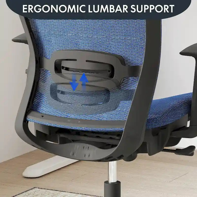 FlexiSpot Chaise de Bureau Ergonomique Pivotante à 360° Réglable en Hauteur en Maille avec Appui-tête Réglable, Soutien Lombaire et Accoudoirs