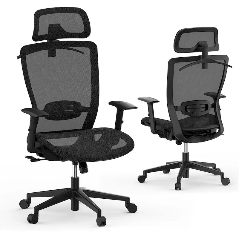 FlexiSpot Chaise de Bureau Ergonomique Pivotante à 360° Réglable en Hauteur en Maille avec Appui-tête Réglable, Soutien Lombaire et Accoudoirs