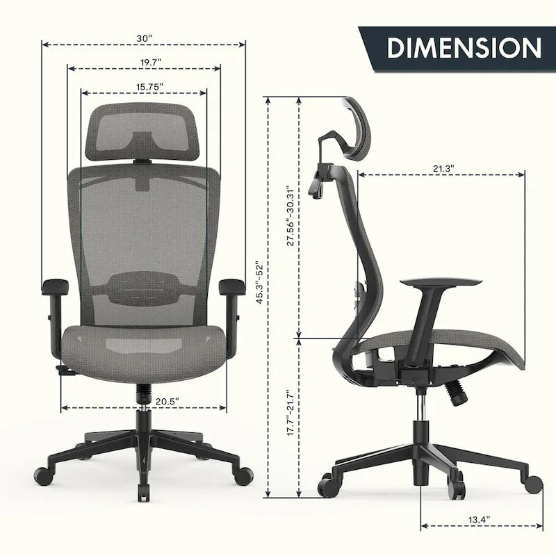 FlexiSpot Chaise de Bureau Ergonomique Pivotante à 360° Réglable en Hauteur en Maille avec Appui-tête Réglable, Soutien Lombaire et Accoudoirs