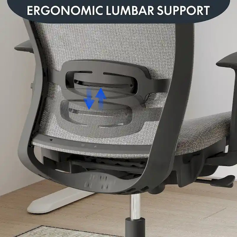 FlexiSpot Chaise de Bureau Ergonomique Pivotante à 360° Réglable en Hauteur en Maille avec Appui-tête Réglable, Soutien Lombaire et Accoudoirs