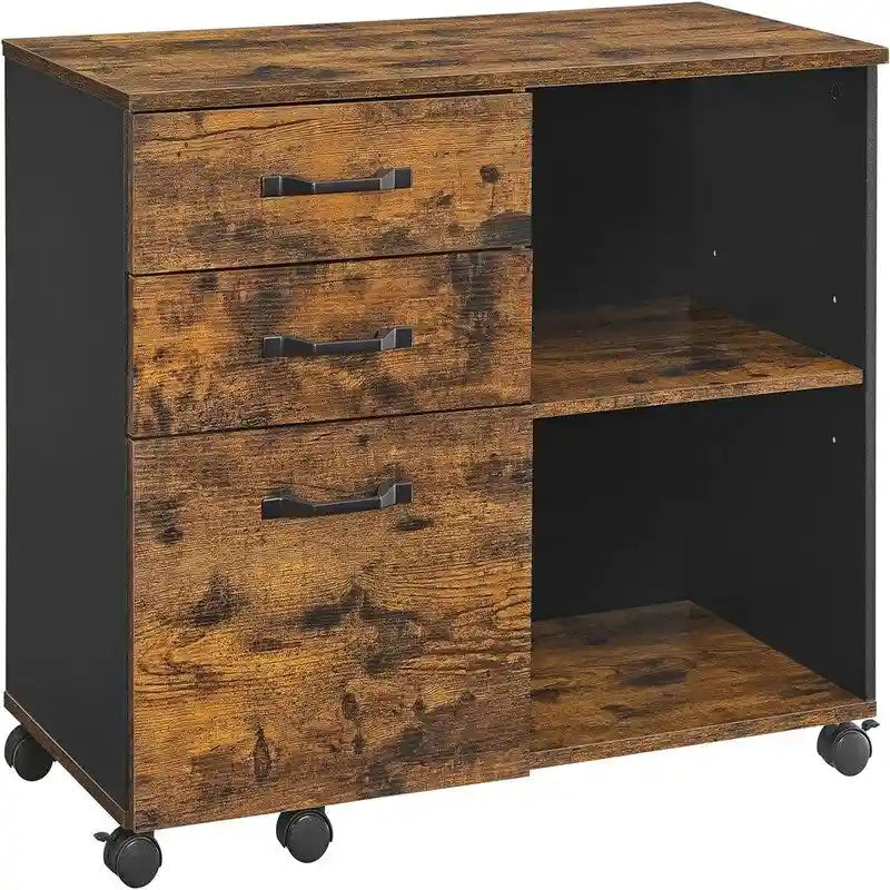 3 tiroirs et étagères ouvertes - 40 P x 80 L x 66 H cm
