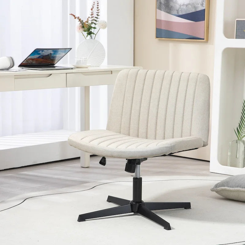 Chaise de bureau large HOMCOM, chaise de bureau sans accoudoirs, chaise de coiffeuse en tissu pour ordinateur avec hauteur réglable