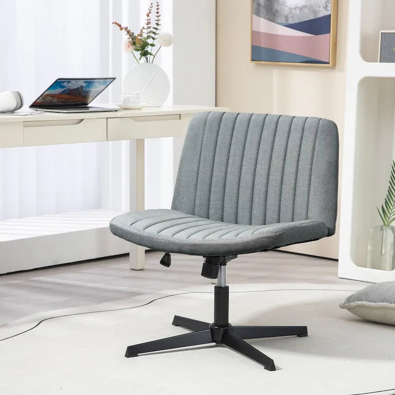 Chaise de bureau large HOMCOM, chaise de bureau sans accoudoirs, chaise de coiffeuse en tissu pour ordinateur avec hauteur réglable