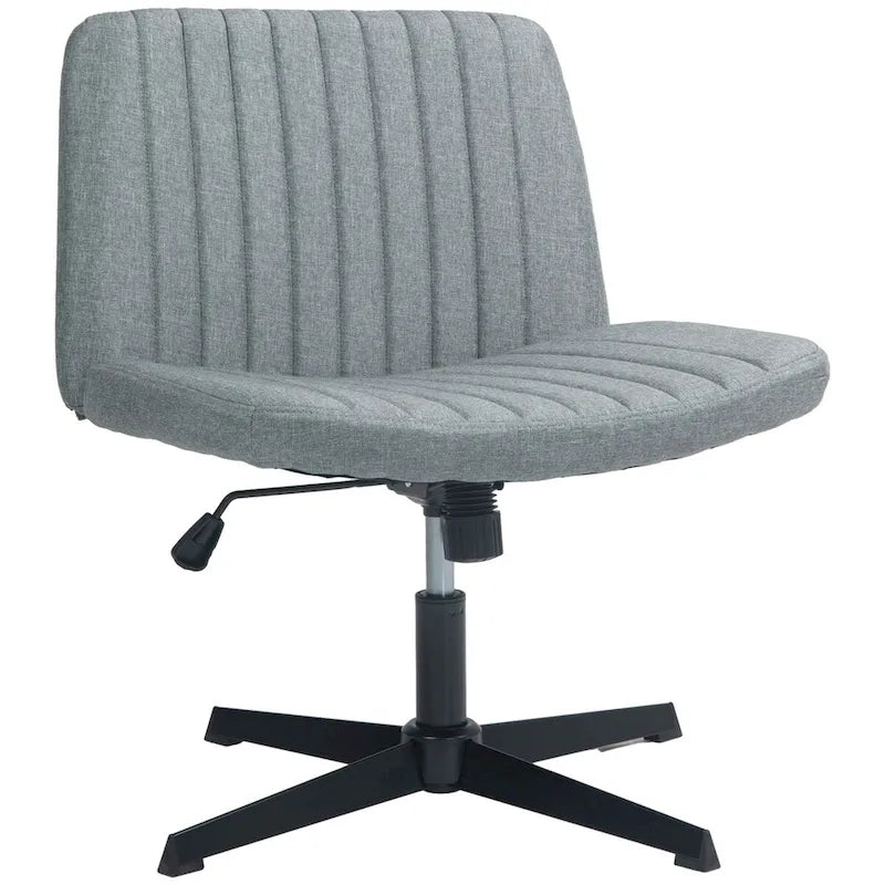 Chaise de bureau large HOMCOM, chaise de bureau sans accoudoirs, chaise de coiffeuse en tissu pour ordinateur avec hauteur réglable