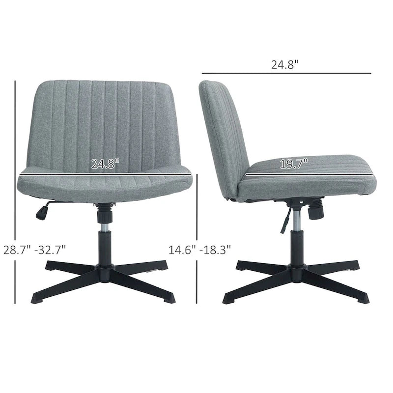 Chaise de bureau large HOMCOM, chaise de bureau sans accoudoirs, chaise de coiffeuse en tissu pour ordinateur avec hauteur réglable