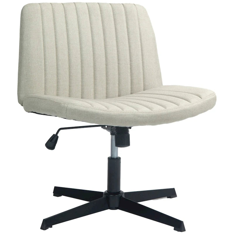 Chaise de bureau large HOMCOM, chaise de bureau sans accoudoirs, chaise de coiffeuse en tissu pour ordinateur avec hauteur réglable