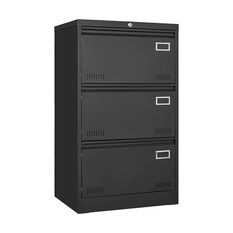 Classeur latéral métallique à 3 tiroirs avec serrure, classeur vertical de bureau, classeur métallique verrouillable, assemblage requis