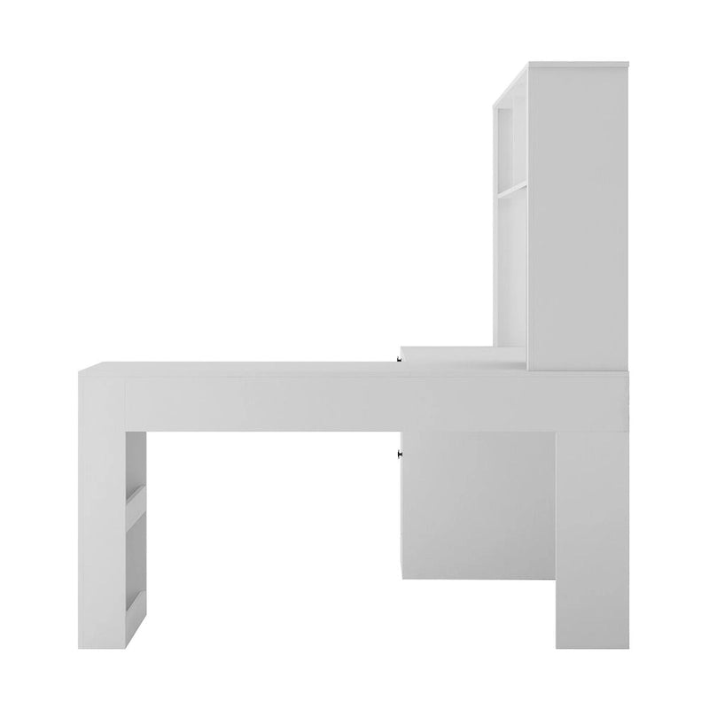 Bureau en L avec Chargeur, Bureau d'ordinateur avec Tiroirs, Étagère et Meuble haut avec Lumière LED, Bureau d'angle Moderne, Bureau à domicile