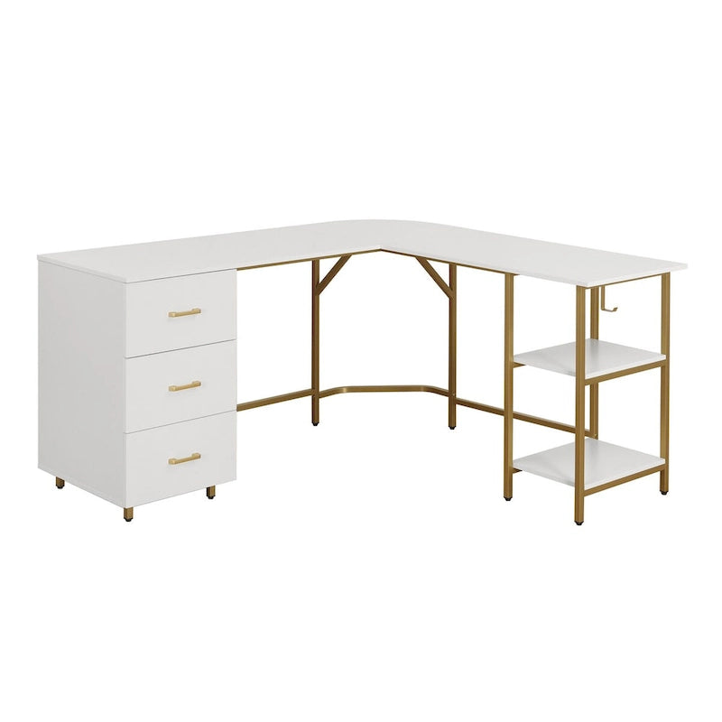 Bureau d'angle moderne avec rangement pour le bureau à domicile
