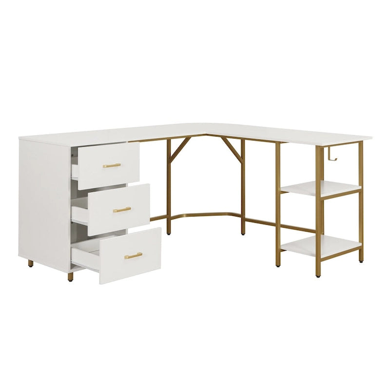 Bureau d'angle moderne avec rangement pour le bureau à domicile
