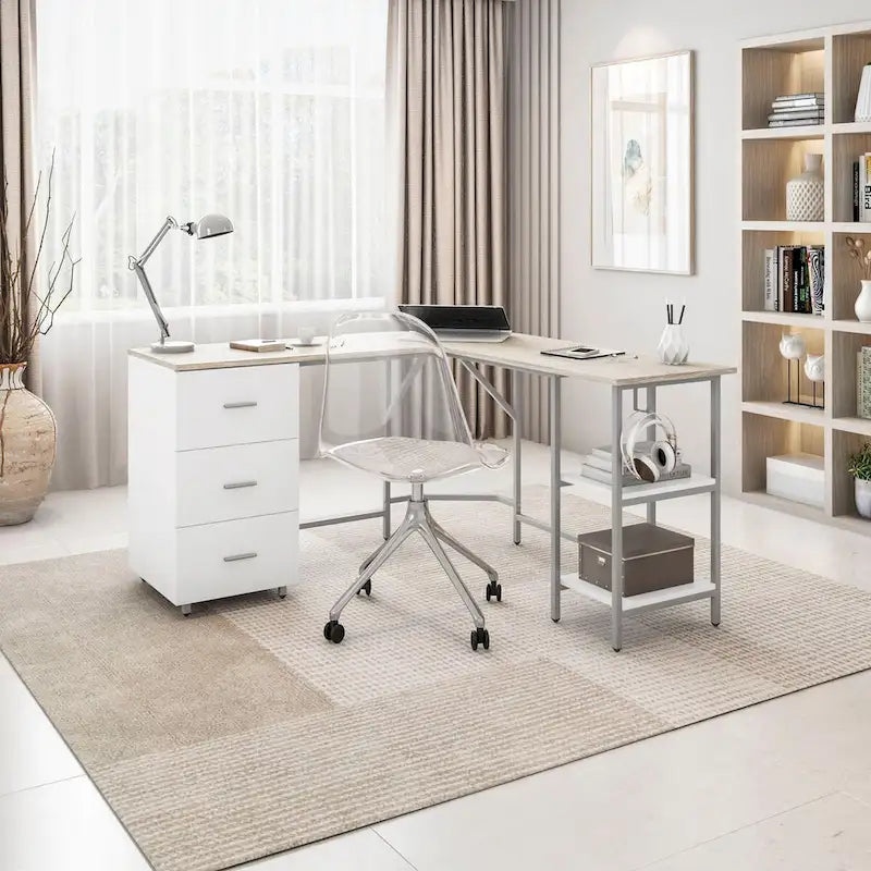 Bureau d'angle moderne avec rangement pour le bureau à domicile