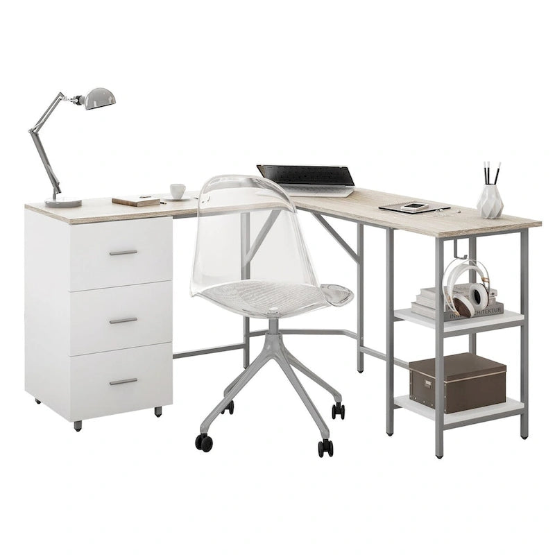 Bureau d'angle moderne avec rangement pour le bureau à domicile