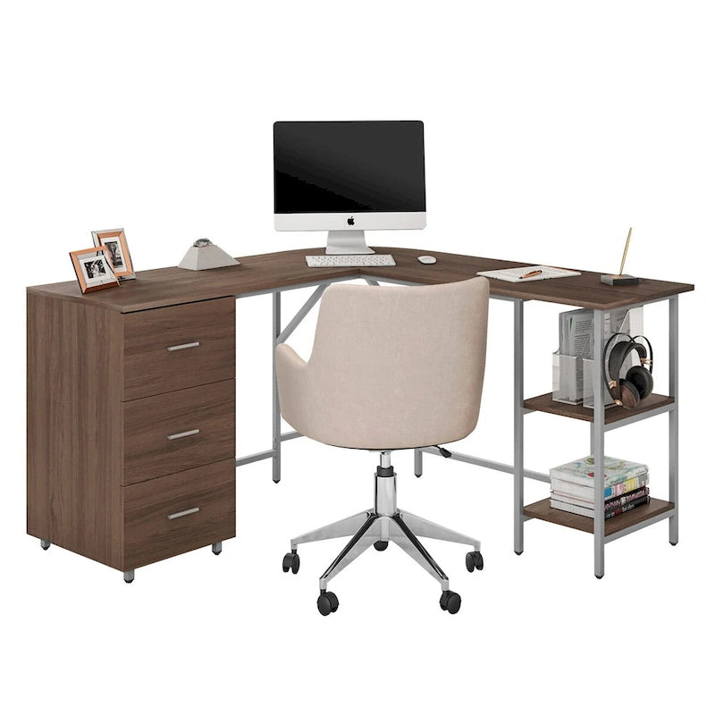 Bureau d'angle moderne avec rangement pour le bureau à domicile