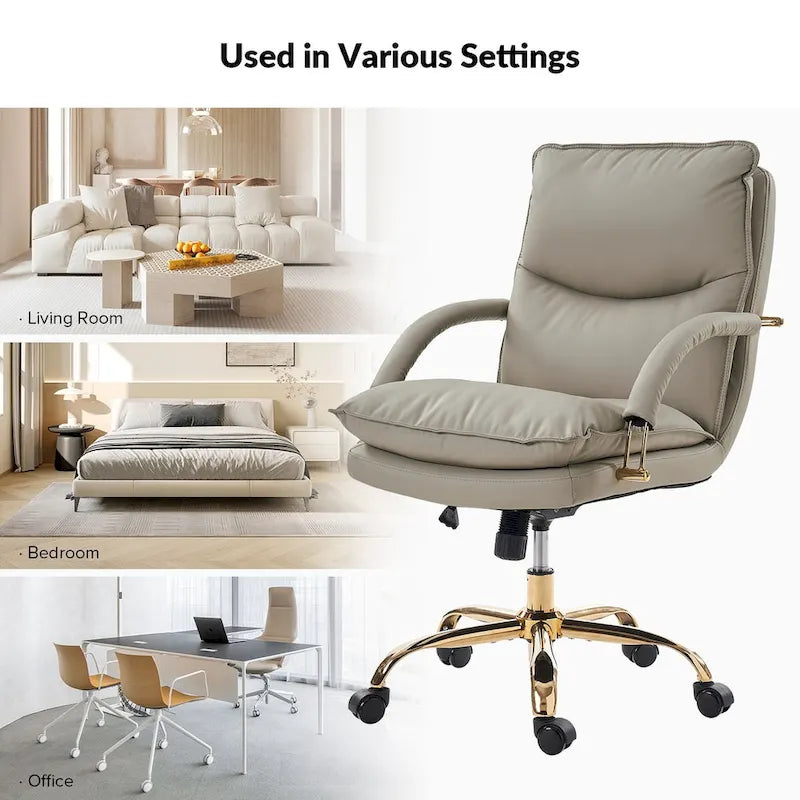 Chaise de bureau pivotante inclinable Leona en similicuir moderne réglable en hauteur par HULALA HOME