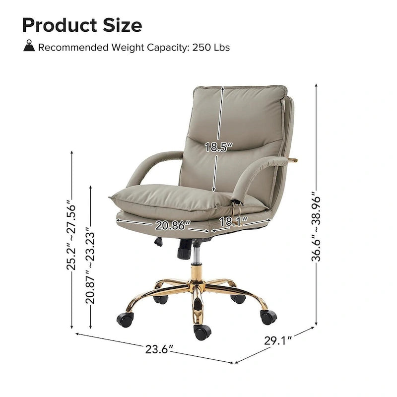 Chaise de bureau pivotante inclinable Leona en similicuir moderne réglable en hauteur par HULALA HOME