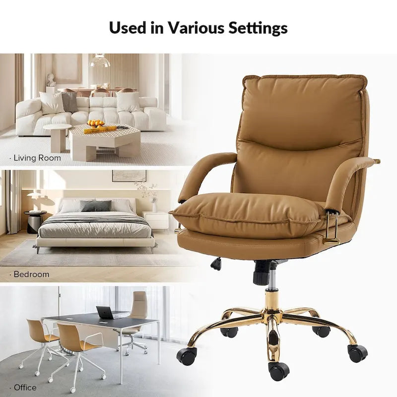 Chaise de bureau pivotante inclinable Leona en similicuir moderne réglable en hauteur par HULALA HOME