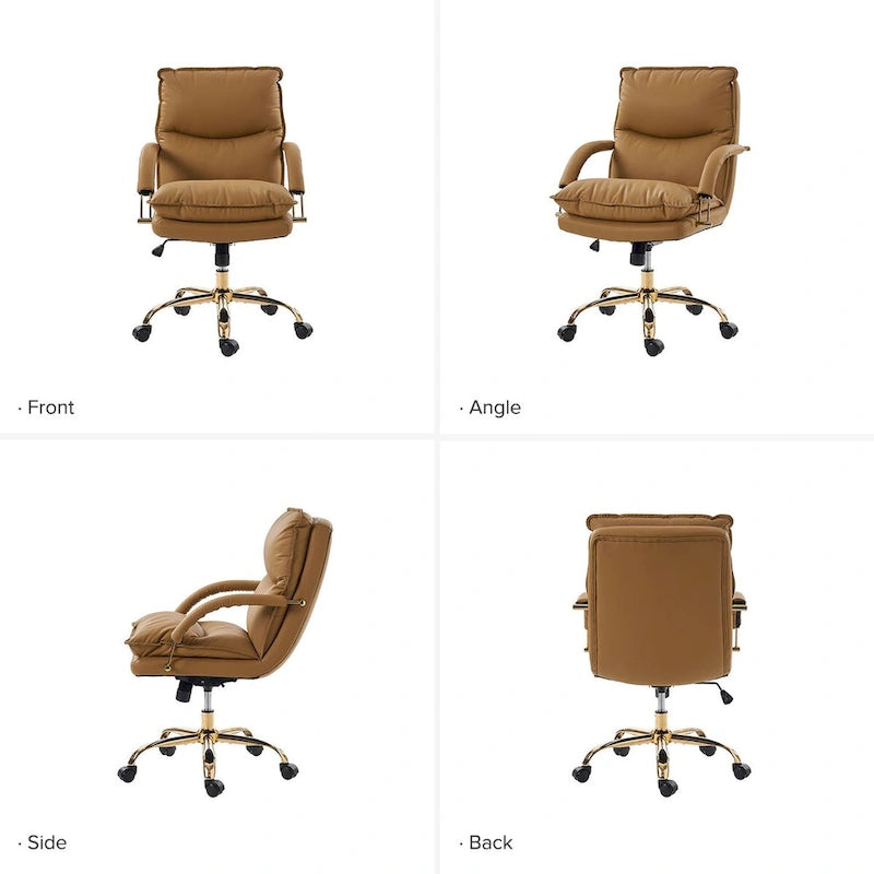 Chaise de bureau pivotante inclinable Leona en similicuir moderne réglable en hauteur par HULALA HOME