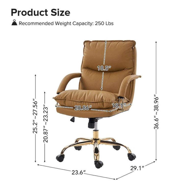 Chaise de bureau pivotante inclinable Leona en similicuir moderne réglable en hauteur par HULALA HOME