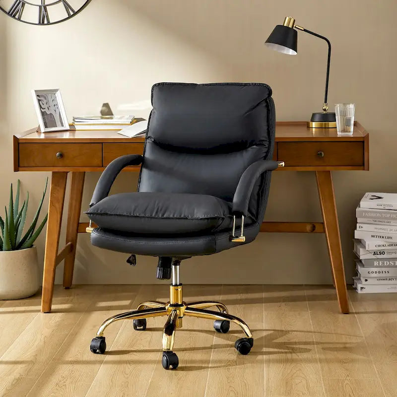 Chaise de bureau pivotante inclinable Leona en similicuir moderne réglable en hauteur par HULALA HOME