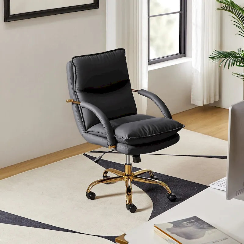 Chaise de bureau pivotante inclinable Leona en similicuir moderne réglable en hauteur par HULALA HOME