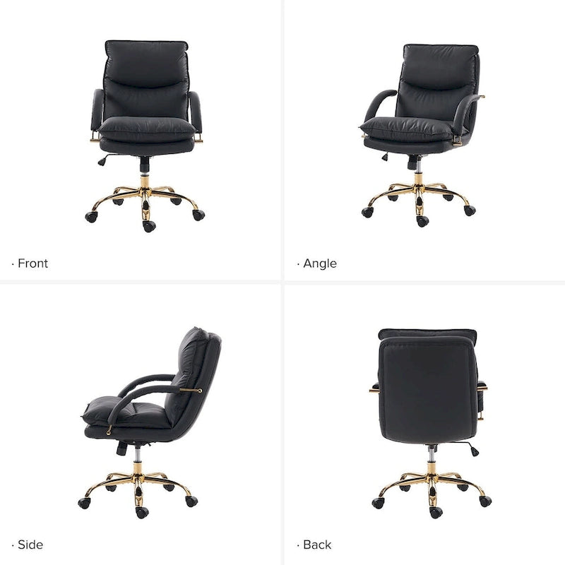 Chaise de bureau pivotante inclinable Leona en similicuir moderne réglable en hauteur par HULALA HOME
