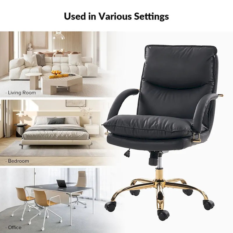 Chaise de bureau pivotante inclinable Leona en similicuir moderne réglable en hauteur par HULALA HOME
