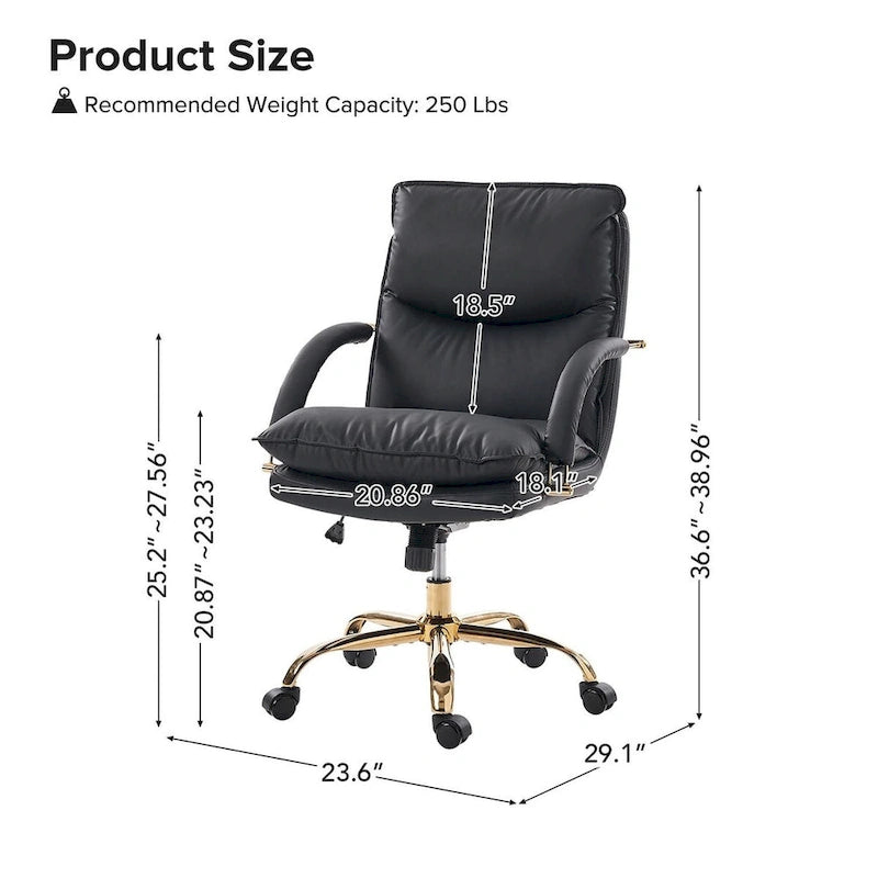Chaise de bureau pivotante inclinable Leona en similicuir moderne réglable en hauteur par HULALA HOME